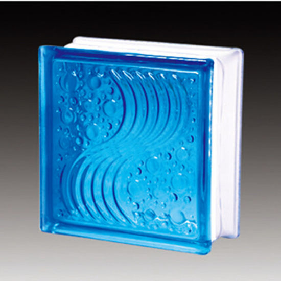 Blue Color Hollow Structure Decorative Piece Glass Block
