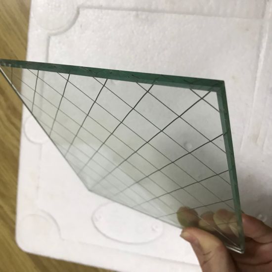 Clear Mesh Polished Fireproof Wired Glass