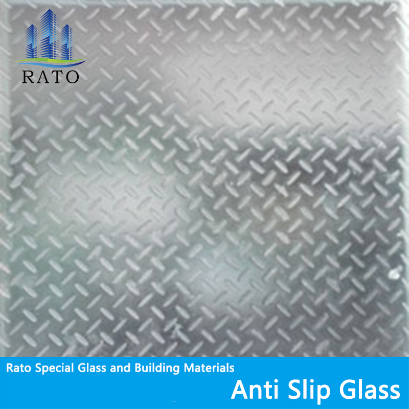 Screen Printing with Non-Slip Frit Anti Slip Glass Acid Etched Anti-Slip Floor Glass Staricase