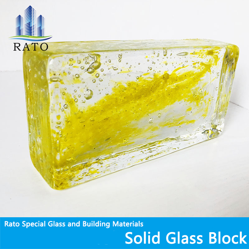 Fusing Crystal Glass Brick with Holes Bubbled Solid Glass Block for Curtain Wall
